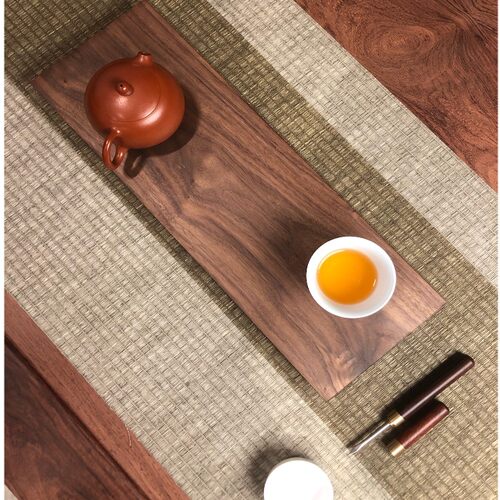 黑胡桃整木简约干泡茶盘木质托 托盘禅意日式茶台方形实木手作盘