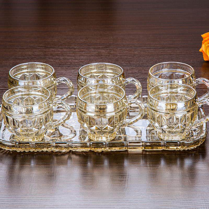 6杯1盘玻璃茶具套组家用结婚防爆冷水茶壶耐热高温水杯水具套装
