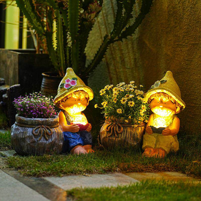 花园摆件大号花盆阳台露台别墅民宿造景布置户外太阳能灯led灯