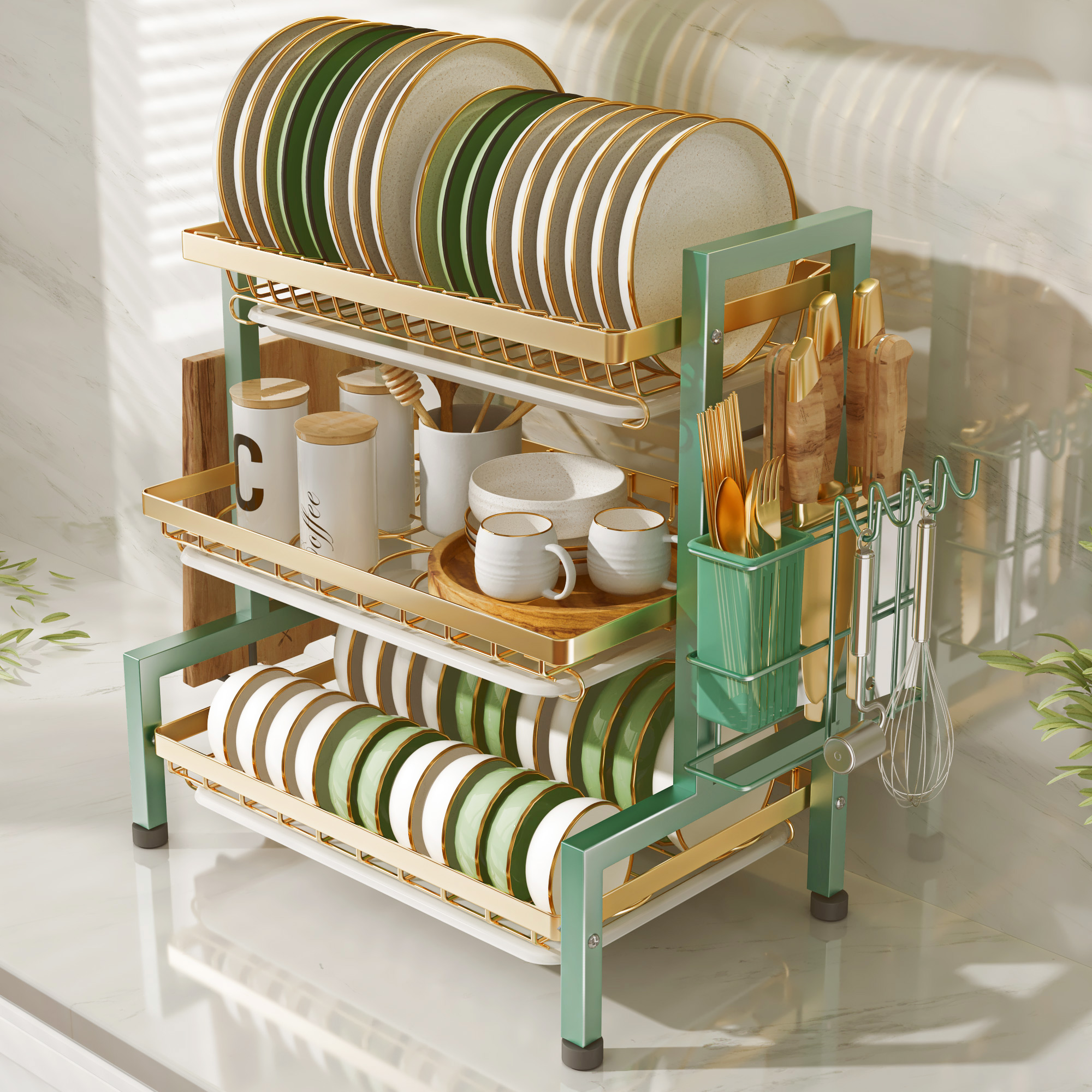 碗碟架置物架厨房收纳304不锈钢碗沥水碗筷收纳盒碗盘碗柜