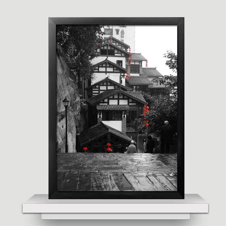 画火锅店墙壁白墙画饭店重庆黑壁画餐厅复古装饰画老照片面馆挂画图片