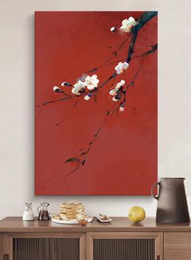 喜上枝头大芬村油画红色寓意好客厅装饰画轻奢高级感入户玄关挂画