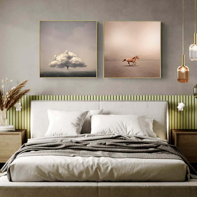 北欧创意挂画现代沙发客厅装饰画背景墙挂画卧室餐厅动物风景壁画图片