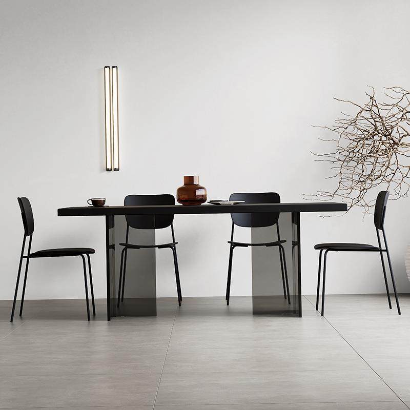 亚C-001克力岩板餐桌德丰方纯黑小户型餐利厅家用长形悬浮简约岛