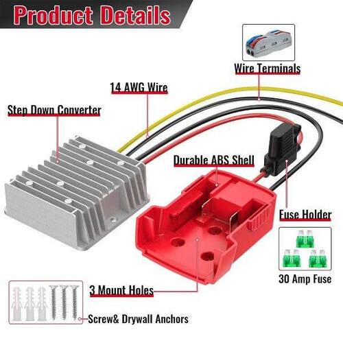 18V to 12V Step Down Converter for Milwaukee M18 Power