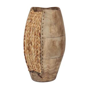 销售手工制作蒲草和泡桐混搭编织花桶花瓶花坛插花器皿