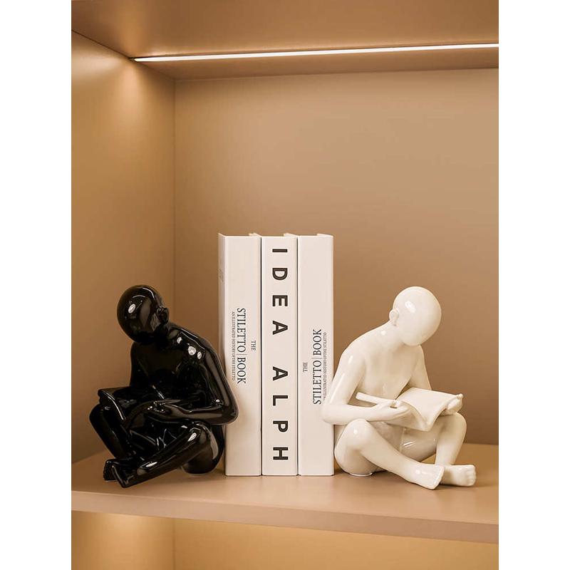 轻奢客厅创意现代简约假书书书房酒柜家居装饰品书挡人物泓纳