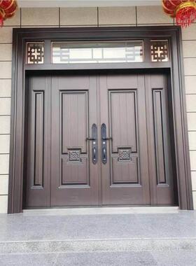 四开锌合金别墅大门双门防盗门入户庭院门农村自建房家用进户门