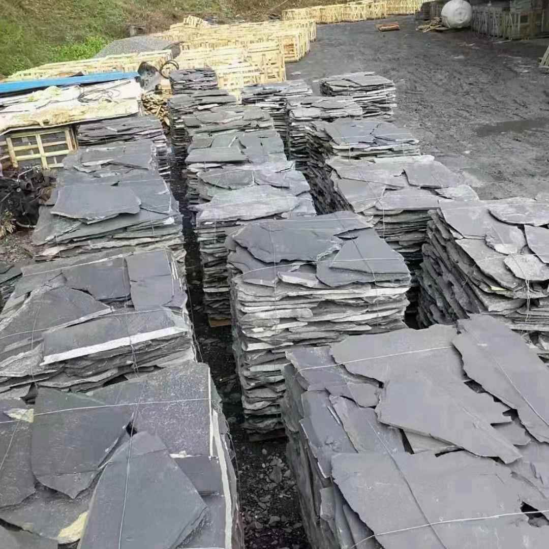 青石板天然文化石拼不规则乱铺庭院景观园林防形342滑路石坊碎古