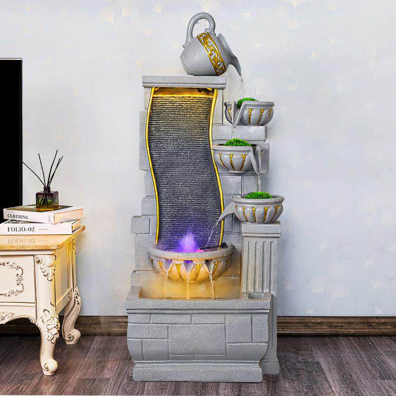 欧式客厅生财流水摆件室内家用玄关落地喷泉循环水景观创意养鱼池