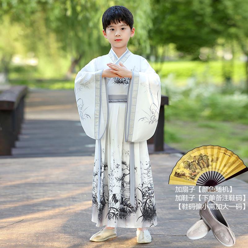 高档巍萌辰女儿童汉男服国服书童中国风装舞蹈表演古合唱演出服装
