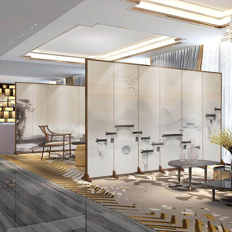 屏风隔断客叠厅户玄关新中茶室可折移动酒店遮挡装饰折式屏入可定