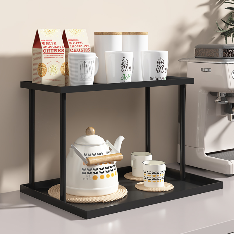 杯子收纳置物架双层茶杯架茶具收纳架咖啡杯架家用桌面放水杯架子