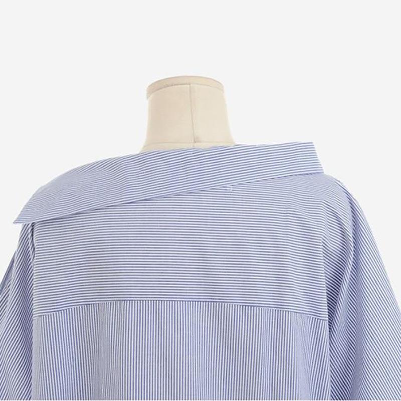 one side shoulder casual striped waistband half dresses