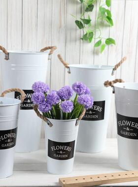 厂花店鲜花家铁皮桶 醒桶花盆用插花花花器花筒02家养花花桶