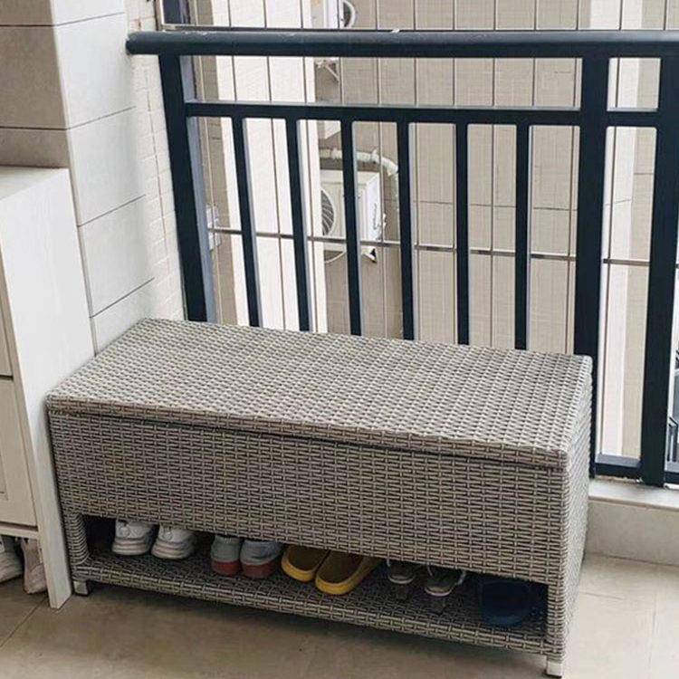 户外花园防水防晒藤编多功能鞋柜阳台可坐换鞋凳收纳储物凳定制