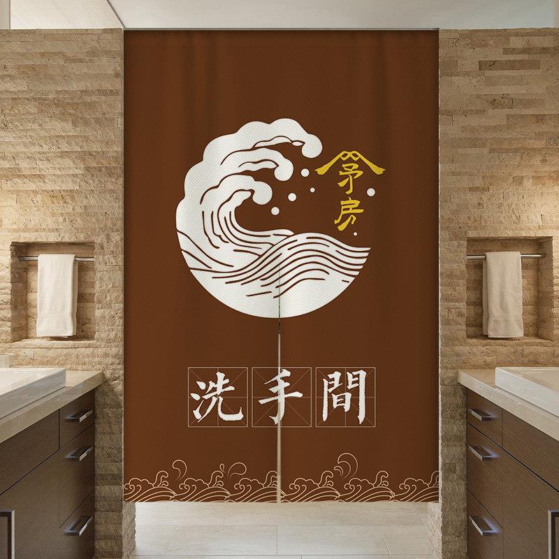 中式化妆室门帘餐饮店饭店洗手间创意隔断布帘厕所中国风遮挡半帘