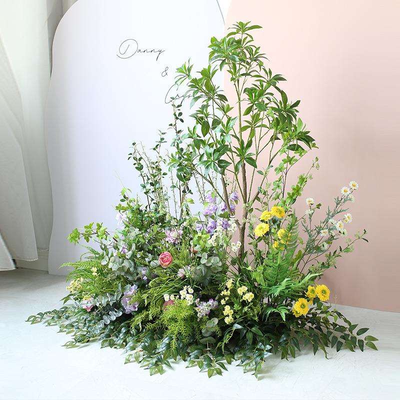 商业软装花艺套装室内花丛草堆盆栽树仿真插花橱窗墙角摆件绿植物