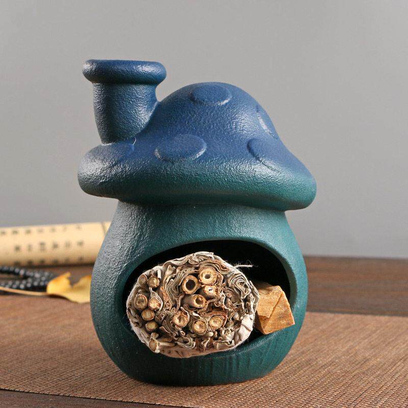明火香薰氛围陶瓷小壁炉桌面香薰炉蜡烛台秘鲁圣木鼠尾草燃烧托盘