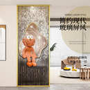 现代简约艺术玻璃屏风隔断卫生间铁艺轻奢装 饰客厅入户门玄关遮挡