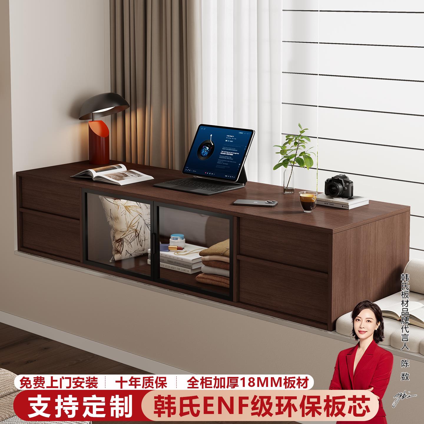 飘窗柜卧室窗台置物抽屉柜家用复古小户型一体靠墙收纳储物柜定制