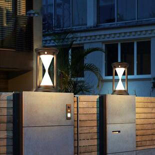 柱头灯别墅门庭柱子灯人体感应庭院地灯家用草坪灯户外太阳能灯