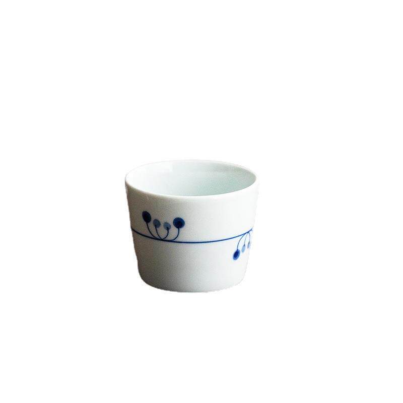 日本进口白景日式家用水杯釉下彩简约青花白瓷品茗杯茶具茶杯