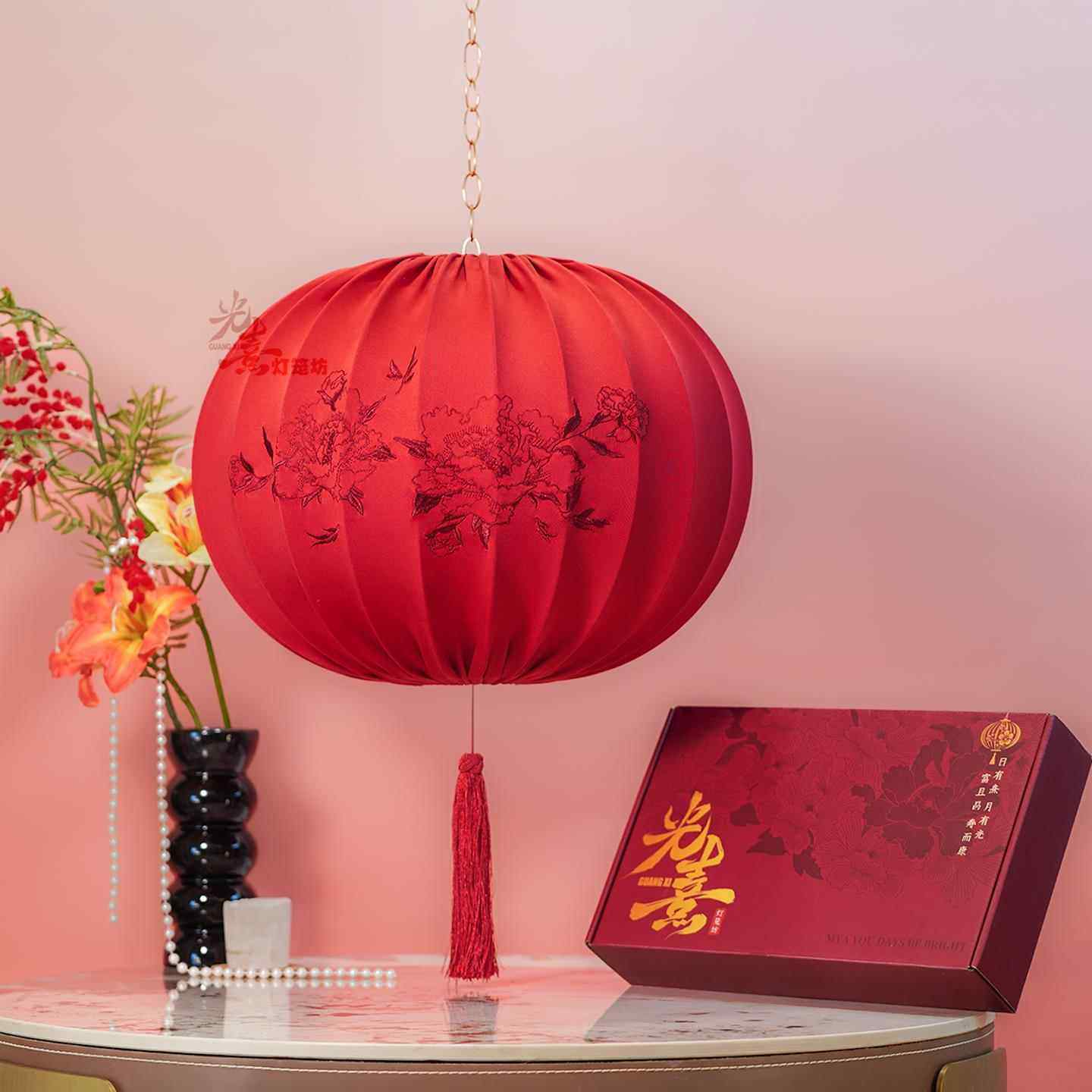 新款中式刺绣灯笼乔迁结婚礼品覆古风阳台玄关吊灯新年装饰氛围感