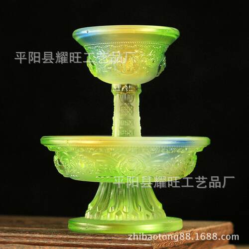 小号琉璃护法杯八吉祥摆件 大盘11cm 精致做工桌面摆件家用