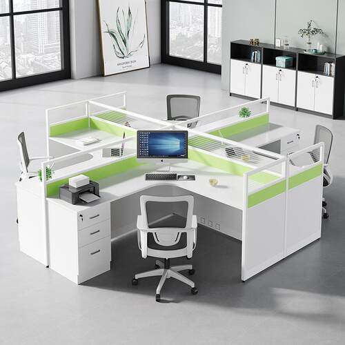 办公室简约员工电脑桌带柜子2/4人位屏风工位桌职员办公桌椅组合