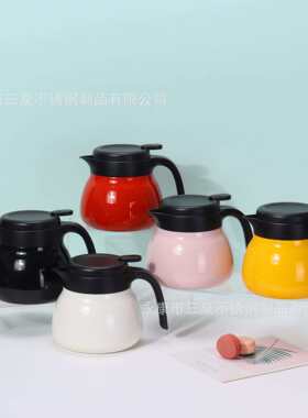 新款内外304不锈钢焖茶壶带手柄覆钛内胆保温壶茶水分离水壶泡茶