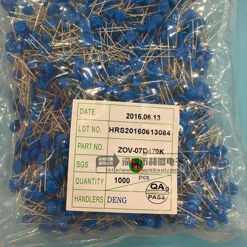 压敏电阻 7D 07D 180/22/27/33/470/68/151/181/271/391/431/471K