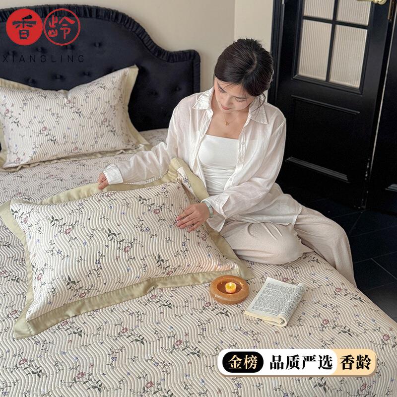 盖美式花卉款轻奢双面天凉丝床夏被四顺件套夏季凉感滑ltao官方榻