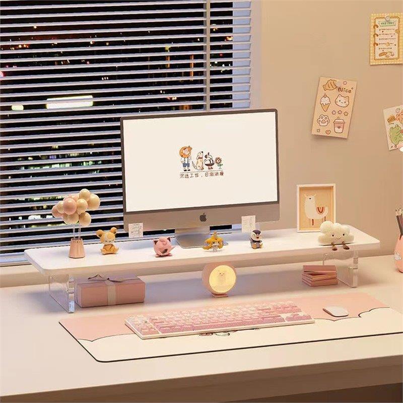 显示器支架桌面台式电脑底座支架实木置物架可调节亚克力悬浮架