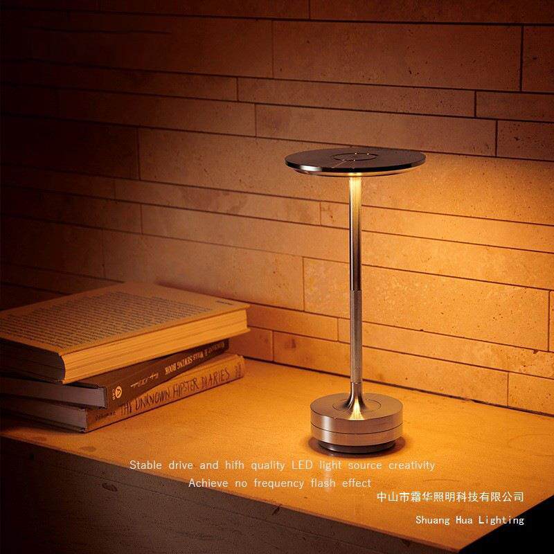 无线充电触摸床头台灯简约复古西餐厅露营便捷手提式氛围装饰夜灯