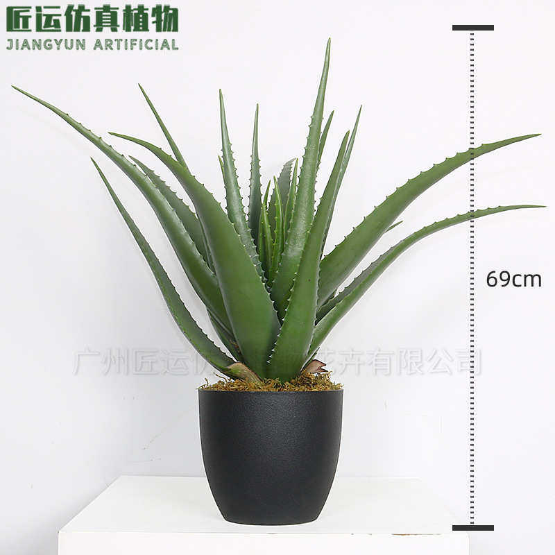 酒店植植物芦荟盆景真大仿家居多手感芦荟肉盆栽摆件装饰假绿客厅