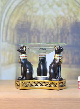 法老香薰灯猫放蜡烛香薰炉古埃及艳后香精摆件树脂工艺品艺术
