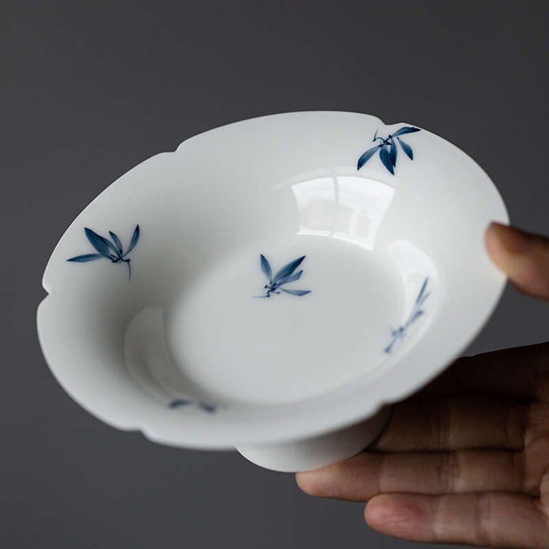 纯手绘蝴蝶兰花壶承茶点盘家用陶瓷点心零食水果托盘中式功夫茶具