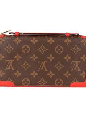 [9.8新]路易威登LV中性女士手拿包老花拉链钱包卡包长款钱夹女包