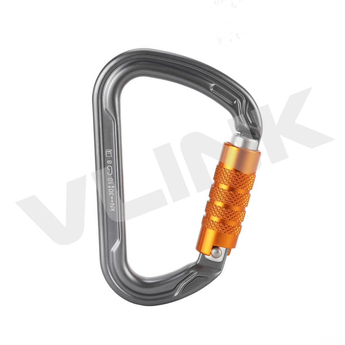 新款登山攀岩供应d二段扣形登山铝合金扣30kn主自动锁