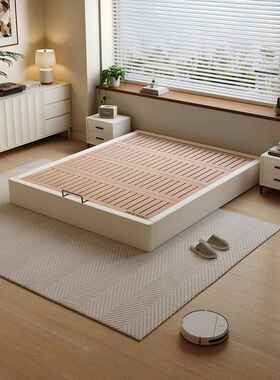 Casa Relax无床头全实木榻榻米真皮落地床榉木静音排骨架定制尺寸