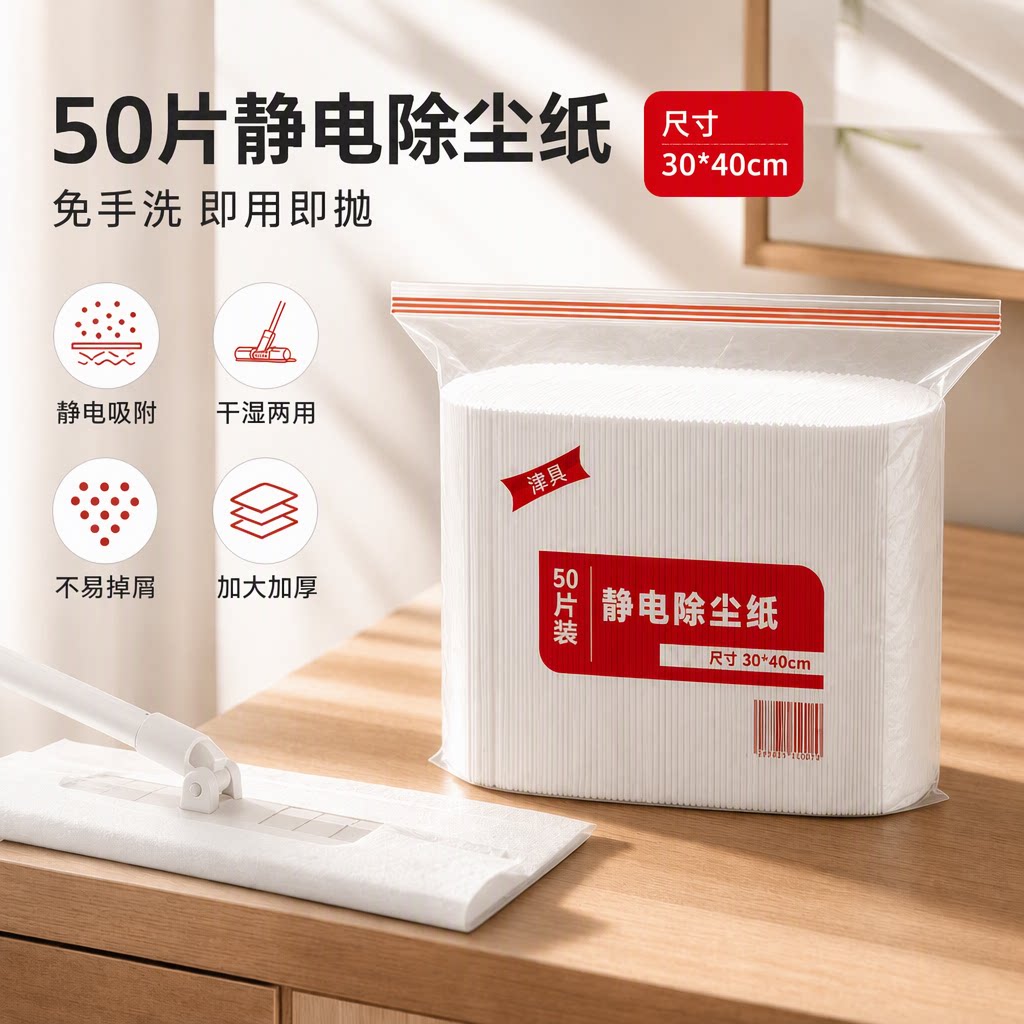 火灵儿静电除尘纸一次性免洗加厚