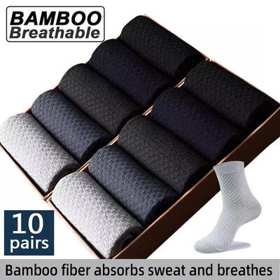 10 Pairs Men Fiber Socks Man Breathable Long Sock 男士中筒袜