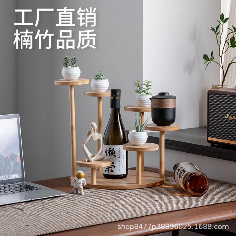 楠竹网红置物架室内多层客厅花架桌面装饰小花架实木创意盘花盆架