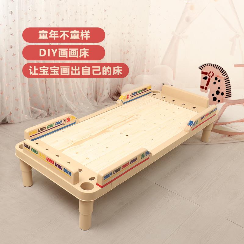幼儿园午睡床加厚单人木板床午休床滚塑料折叠叠床放简易床儿童床