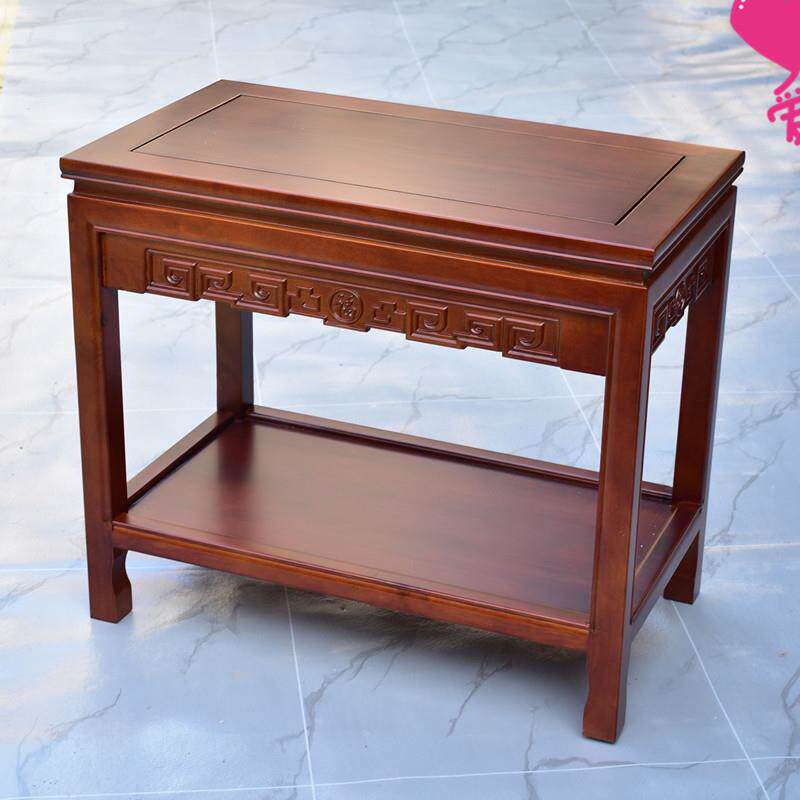 小户茶型茶桌沙发边桌实木双层VFG角几客厅形新中式榆木正方小桌