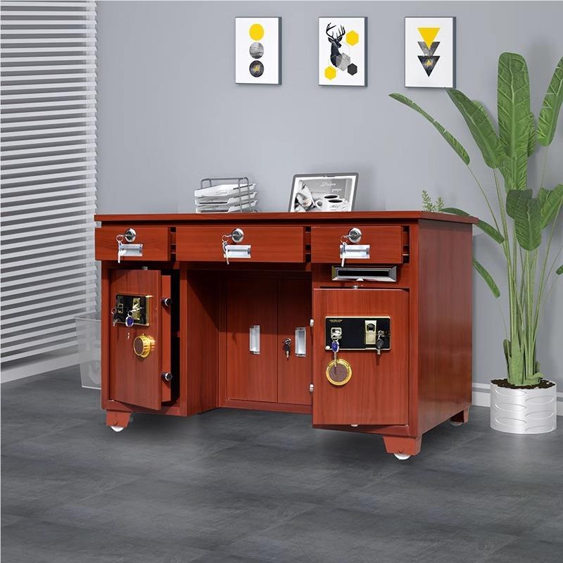 全钢保险桌带保险柜办咖啡色1.桌公一体投币收财务桌子家用保险银