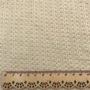 休闲面料 涤棉毛线提花面料 时装 女装 现货 330g鱼骨罗纹粗针面料