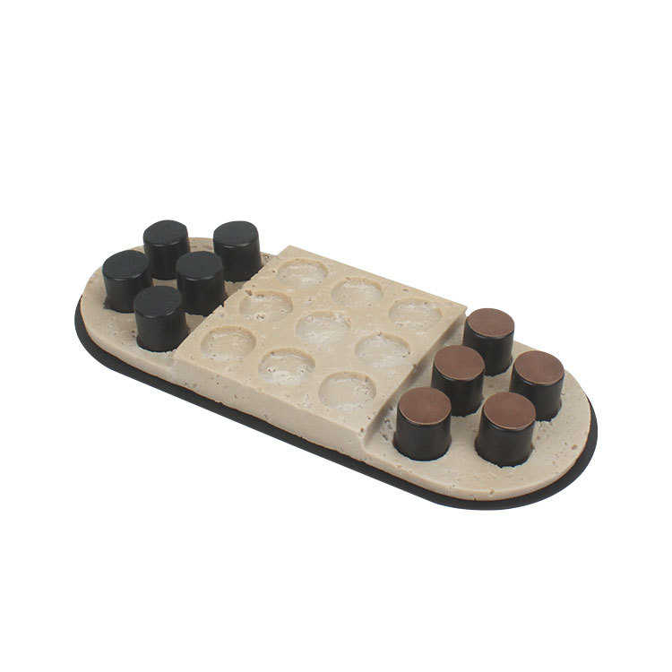 现代创意艺术洞石棋盘摆件书房摆设客厅玄关样板间酒店装饰品摆设