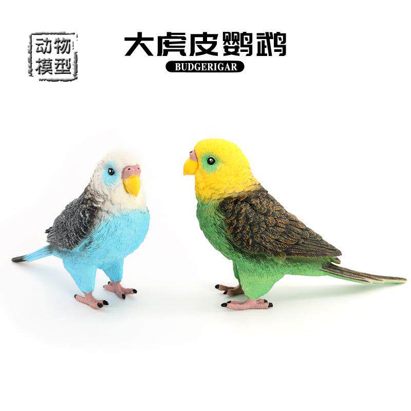 仿真野生动物模型套装超大虎皮鹦鹉飞禽鸟类静态实心儿童塑胶玩具